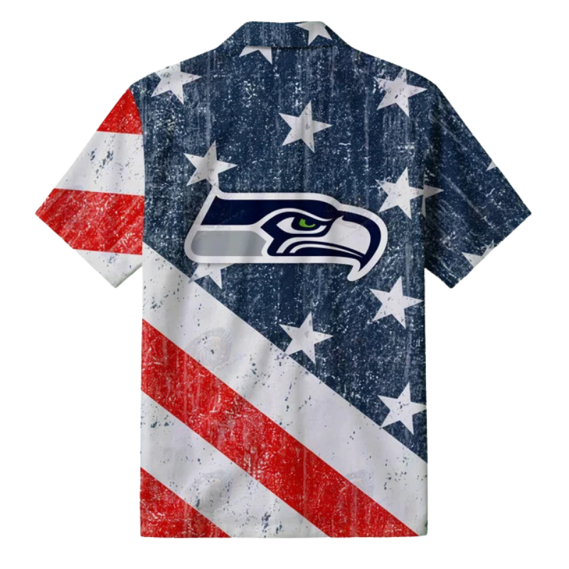 LIMITED EDITION - NEW CUSTOMIZED NFL06 SSH SEATTLE SEAHAWKS PATRIOTIC 250 USA HAWAIIAN SHIRT