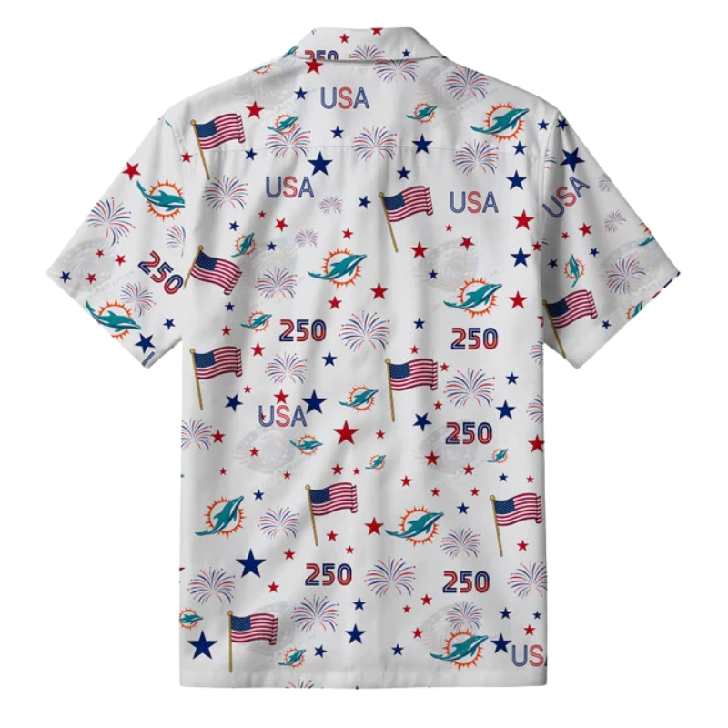 LIMITED EDITION - NEW CUSTOMIZED NFL19 MDP MIAMI DOLPHINS PATRIOTIC 250 USA HAWAIIAN SHIRT
