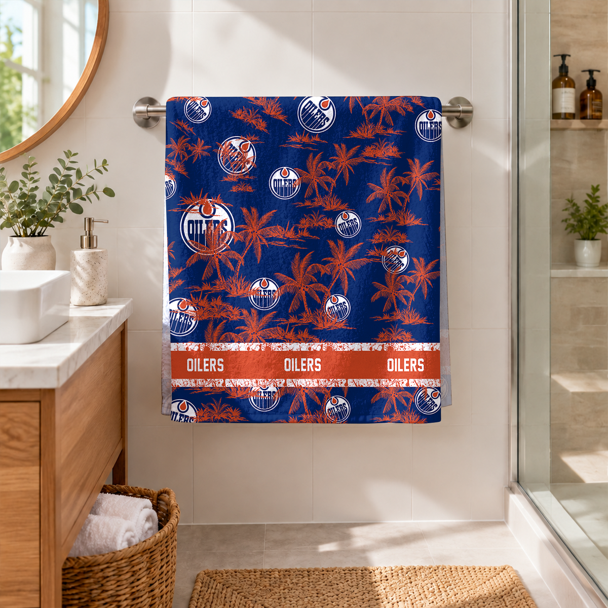 LIMITED EDITION - NEW CUSTOMIZED NHL03 EMO EDMONTON OILERS BEACH TOWEL