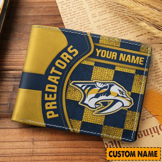 LIMITED EDITION - NEW CUSTOMIZED NHL31 NVP NASHVILLE PREDATORS LEATHER WALLET