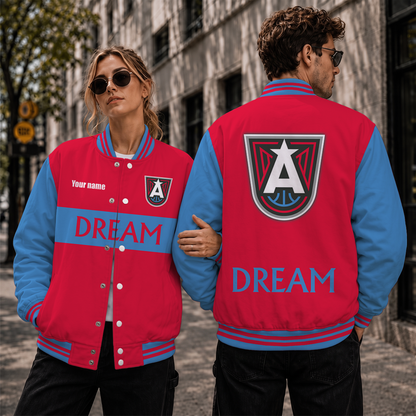 [FAN FAVORITE] NEW CUSTOMIZED WNBA01 ALD ATLANTA DREAM BASEBALL JACKET, SATIN VARSITY JACKET