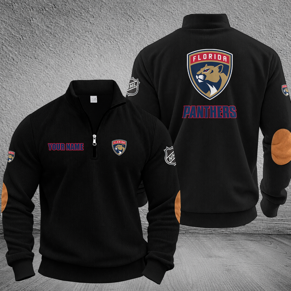 [SUPER SALE] NEW CUSTOMIZED NHL01 FPT FLORIDA PANTHERS MULTICOLOR STRIPED QUATER ZIP SWEATSHIRT