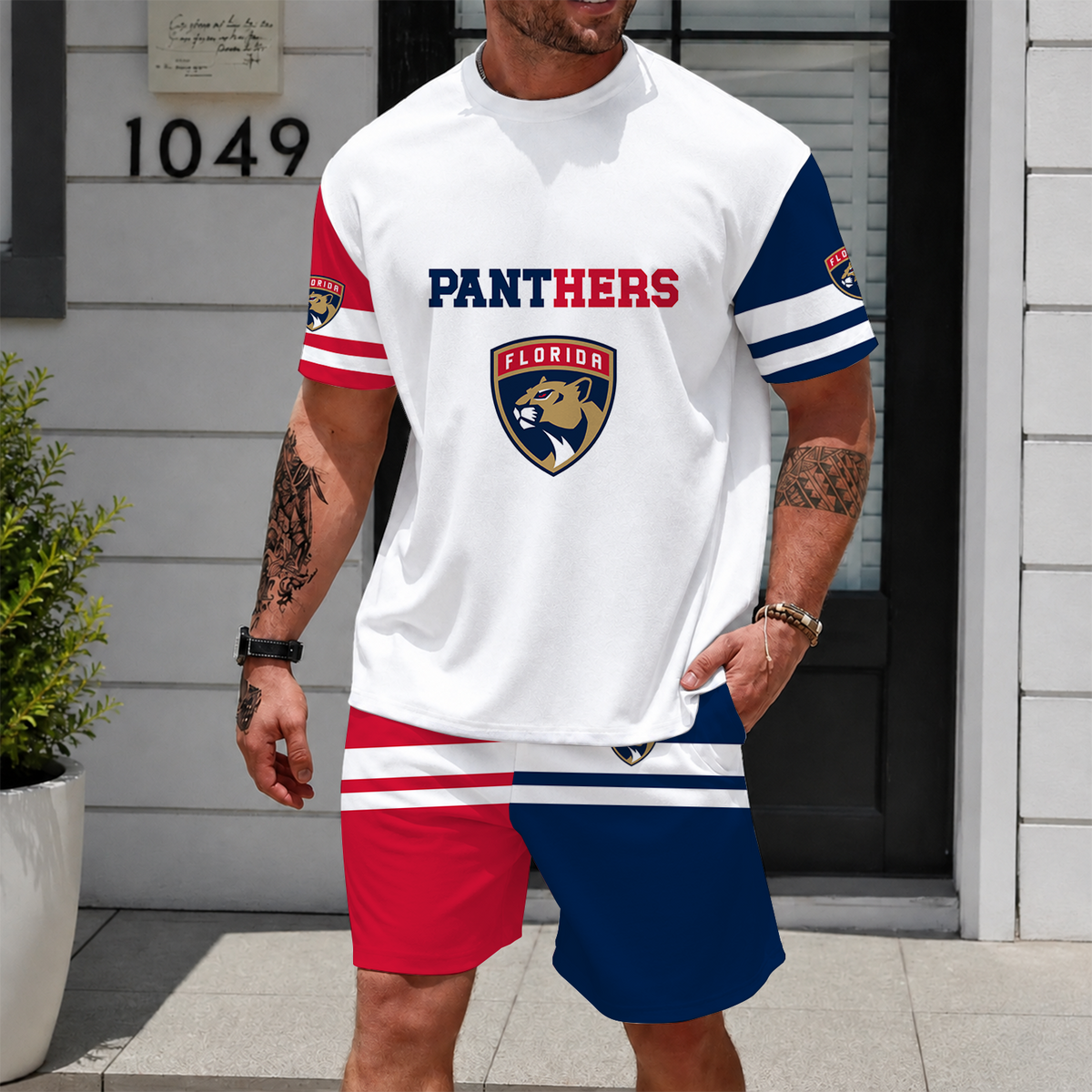 [SUPER SALE] NEW CUSTOMIZED NHL01 FPT FLORIDA PANTHERS UNISEX T-SHIRT & SHORTS SET