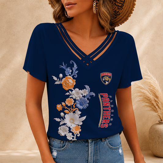 [SUPER SALE] NEW CUSTOMIZED NHL01 FPT FLORIDA PANTHERS V-NECK SHIRT