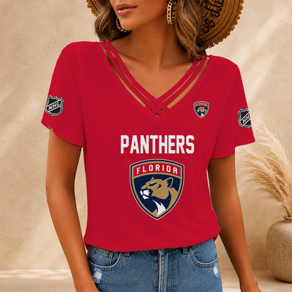 [SUPER SALE] NEW CUSTOMIZED NHL01 FPT FLORIDA PANTHERS V-NECK SHIRT