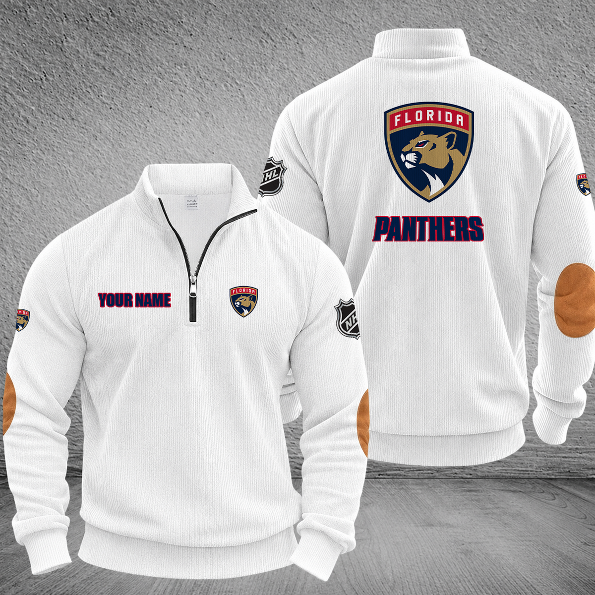 [SUPER SALE] NEW CUSTOMIZED NHL01 FPT FLORIDA PANTHERS MULTICOLOR STRIPED QUATER ZIP SWEATSHIRT