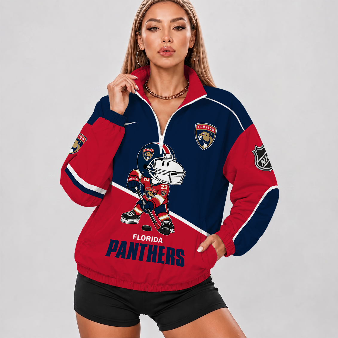 [SUPER SALE] NEW CUSTOMIZED NHL01 FPT FLORIDA PANTHERS V-NECK ZIPPER SWEATSHIRT JACKET