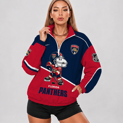 [SUPER SALE] NEW CUSTOMIZED NHL01 FPT FLORIDA PANTHERS V-NECK ZIPPER SWEATSHIRT JACKET
