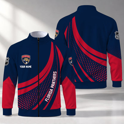 [SUPER SALE] NEW CUSTOMIZED NHL01 FPT FLORIDA PANTHERS STAND COLLAR JACKET