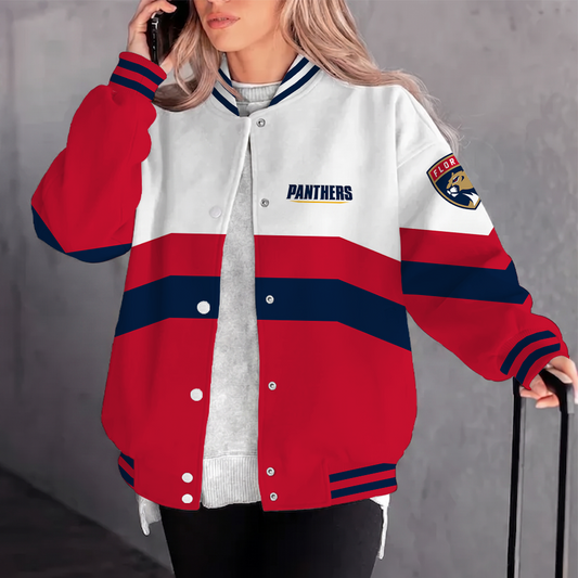 [SUPER SALE] NEW CUSTOMIZED NHL01 FPT FLORIDA PANTHERS SATIN VARSITY JACKET & BASEBALL JACKET