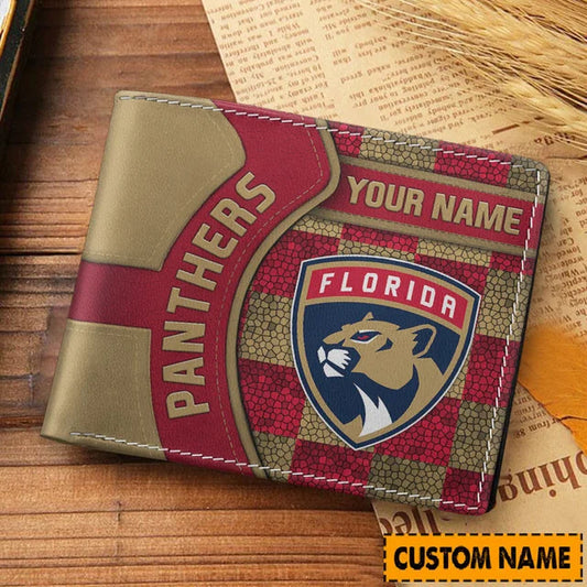 LIMITED EDITION - NEW CUSTOMIZED NHL01 FPT FLORIDA PANTHERS LEATHER WALLET