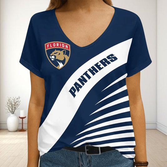 [SUPER SALE] NEW CUSTOMIZED NHL01 FPT FLORIDA PANTHERS V-NECK FEMALE SHIRT