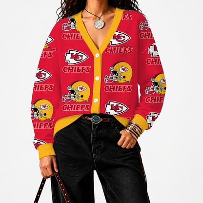 [SPECIAL OFFER] NEW CUSTOMIZED NFL01 KCC KANSAS CITY CHIEFS CARDIGAN