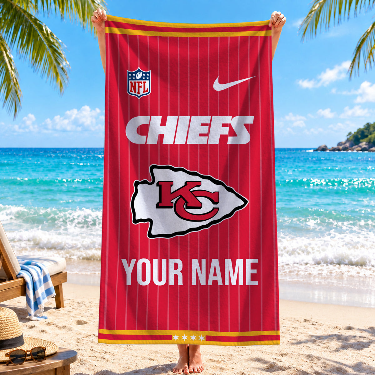 [SPECIAL OFFER] NEW CUSTOMIZED NFL01 KCC KANSAS CITY CHIEFS BEACH TOWEL