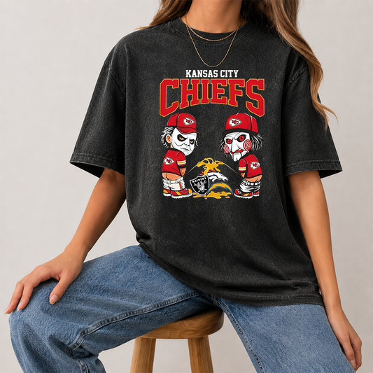 [SPECIAL OFFER] NEW CUSTOMIZED NFL01 KCC KANSAS CITY CHIEFS FUNNY MULTICOLOR WASHED TEE