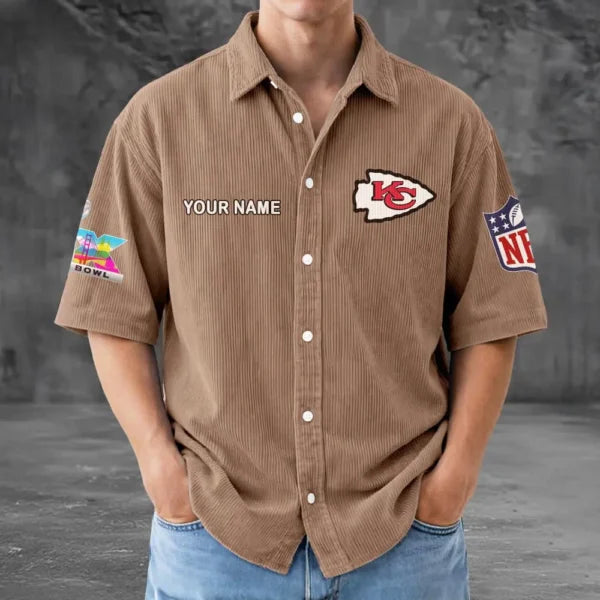 [HOT DEAL] NEW CUSTOMIZED NFL01 KCC KANSAS CITY CHIEFS SEERSUCKER BUTTON SHIRT