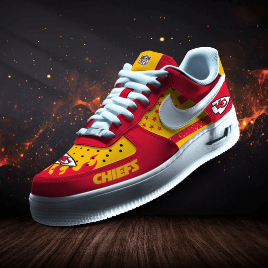 LIMITED EDITION - NEW CUSTOMIZED NFL01 KCC KANSAS CITY CHIEFS AF1 SNEAKERS