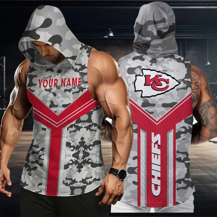 [SPECIAL OFFER] NEW CUSTOMIZED NFL01 KCC KANSAS CITY CHIEFS HOODED TANK TOP