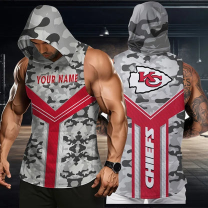 [SPECIAL OFFER] NEW CUSTOMIZED NFL01 KCC KANSAS CITY CHIEFS HOODED TANK TOP