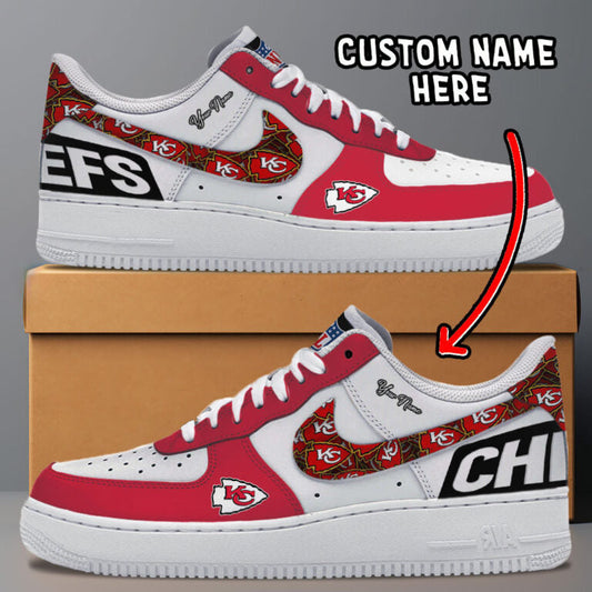 LIMITED EDITION - NEW CUSTOMIZED NFL01 KCC KANSAS CITY CHIEFS AF1 SNEAKERS