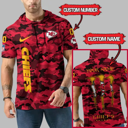 [HOT DEAL] NEW CUSTOMIZED NFL01 KCC KANSAS CITY CHIEFS SHORT SLEEVE HOODIE