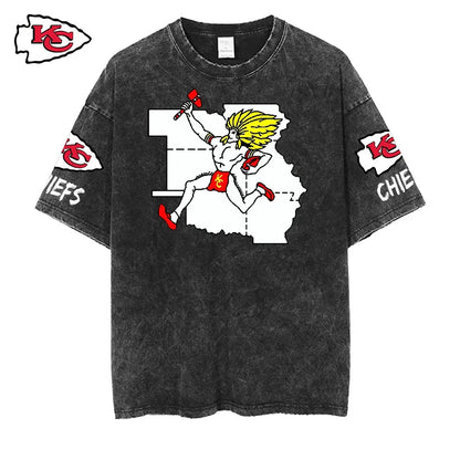 [SPECIAL OFFER] NEW CUSTOMIZED NFL01 KCC KANSAS CITY CHIEFS FUNNY MULTICOLOR WASHED TEE