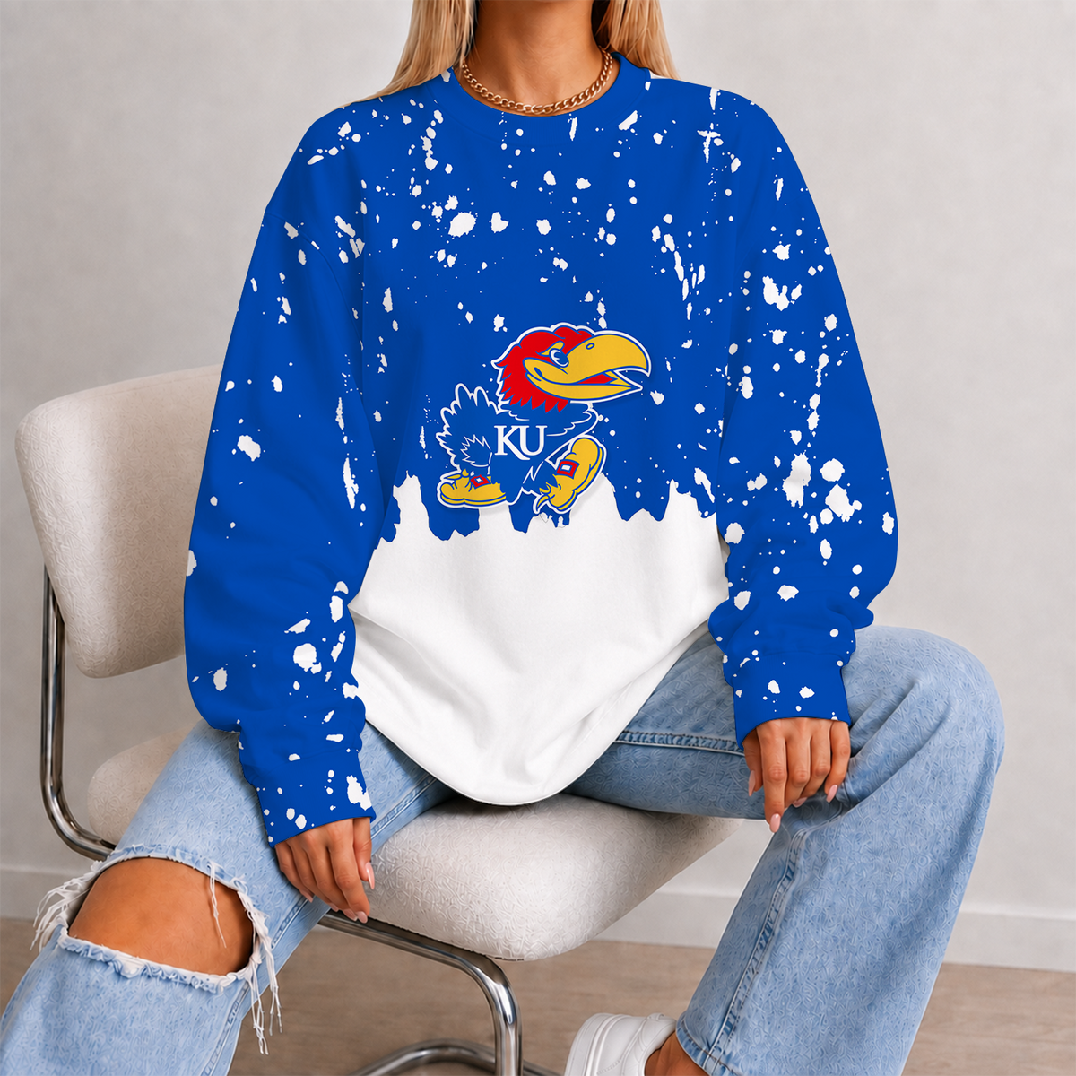 [FAN FAVORITE] NEW CUSTOMIZED NCAA MAM01 KSJ KANSAS JAYHAWKS STRAPPY UNISEX SWEATSHIRT