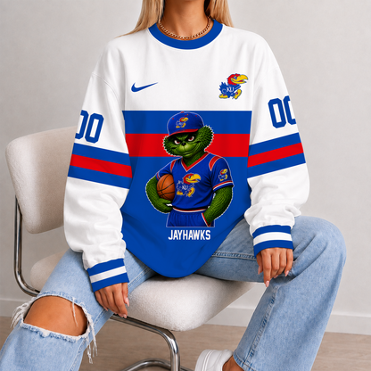 [FAN FAVORITE] NEW CUSTOMIZED NCAA MAM01 KSJ KANSAS JAYHAWKS STRAPPY UNISEX SWEATSHIRT