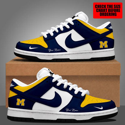 [FAN FAVORITE] NEW CUSTOMIZED NCAA CWS01 MIW MICHIGAN WOLVERINES DUNK LOW SHOES