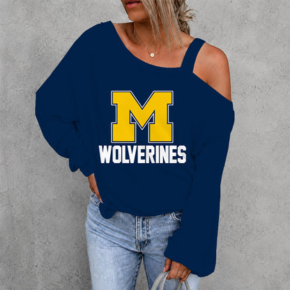 [FAN FAVORITE] NEW CUSTOMIZED NCAA CWS01 MIW MICHIGAN WOLVERINES DROP SHOULDER SWEATSHIRT