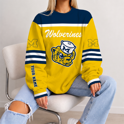 [FAN FAVORITE] NEW CUSTOMIZED NCAA CWS01 MIW MICHIGAN WOLVERINES UNISEX SWEATSHIRT