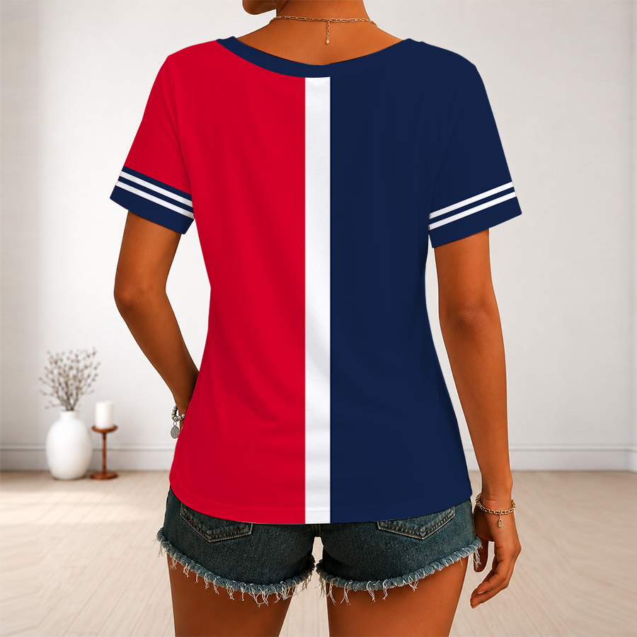 [FLASH SALE] NEW CUSTOMIZED MLB01 NYY NEW YORK YANKEES V-NECK FEMALE SHIRT