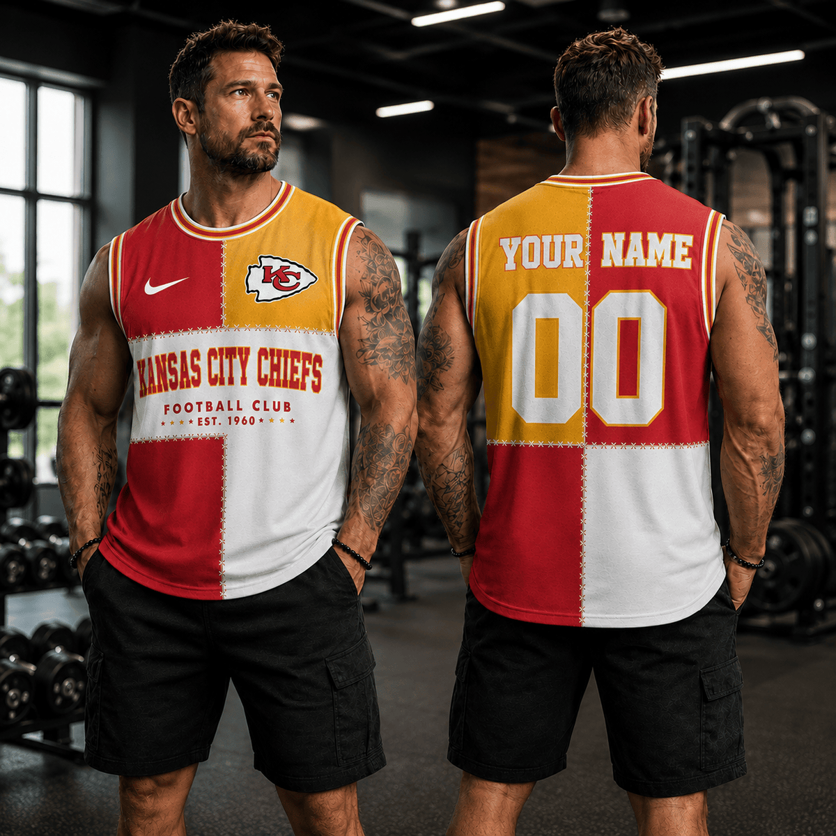 [SPECIAL OFFER] NEW CUSTOMIZED NFL01 KCC KANSAS CITY CHIEFS MEN'S GYM SHIRT