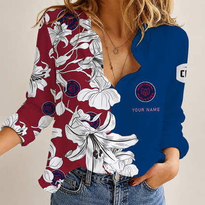 [FAN EXCLUSIVE] NEW CUSTOMIZED CFL01 MTL MONTREAL ALOUETTES STRAPPY WOMEN CASUAL SHIRT
