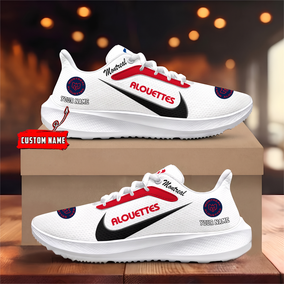 [FAN EXCLUSIVE] NEW CUSTOMIZED CFL01 MTL MONTREAL ALOUETTES STRAPPY ROAD RUNNING SHOES