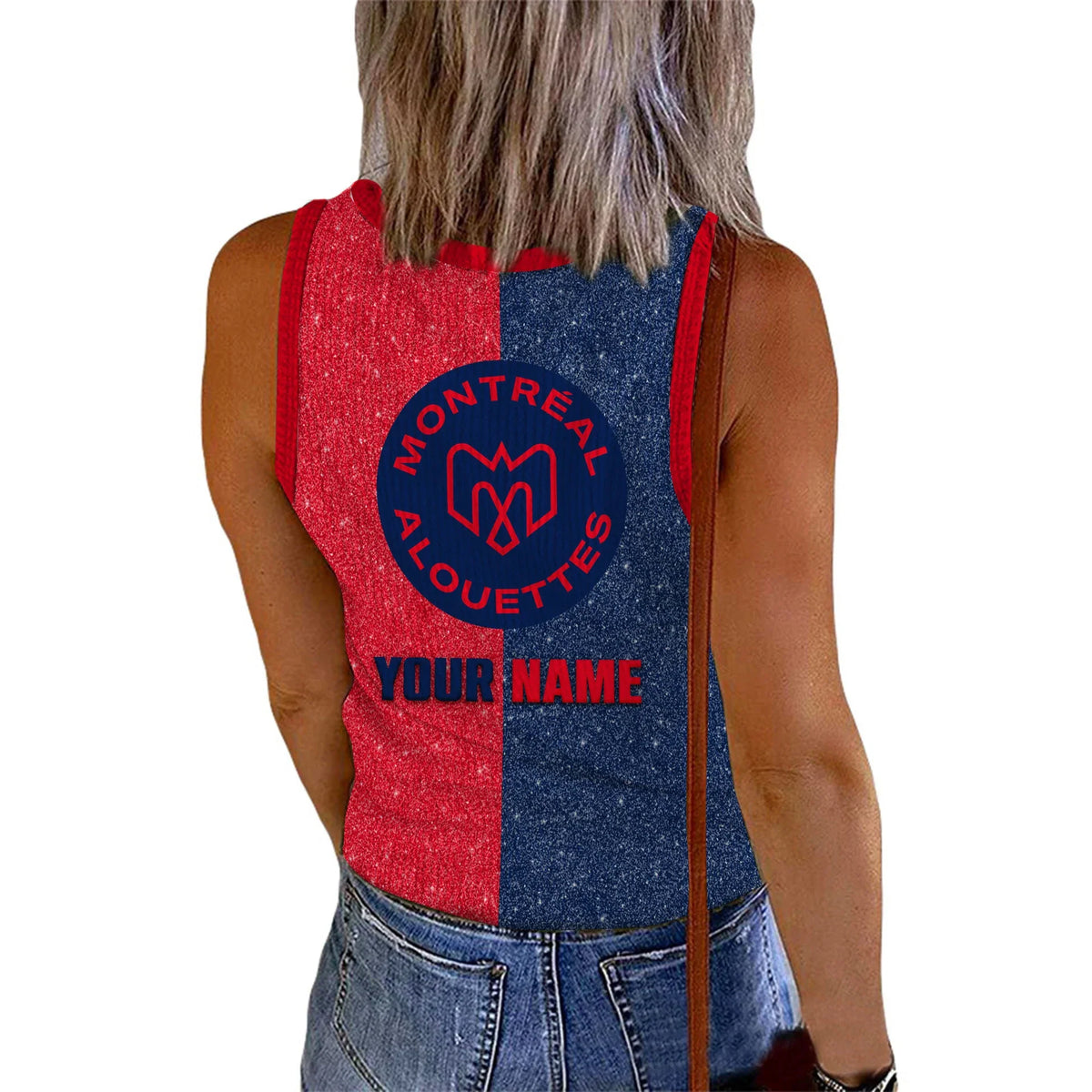 [FAN EXCLUSIVE] NEW CUSTOMIZED CFL01 MTL MONTREAL ALOUETTES WOMEN'S V-NECK TANK TOP