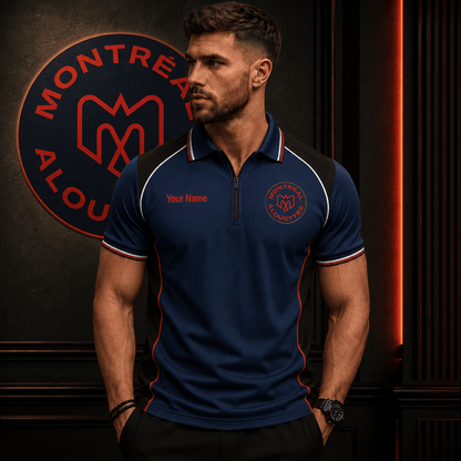 [SPECIAL OFFER] NEW CUSTOMIZED CFL01 MTL MONTREAL ALOUETTES ZIP POLO SHIRT