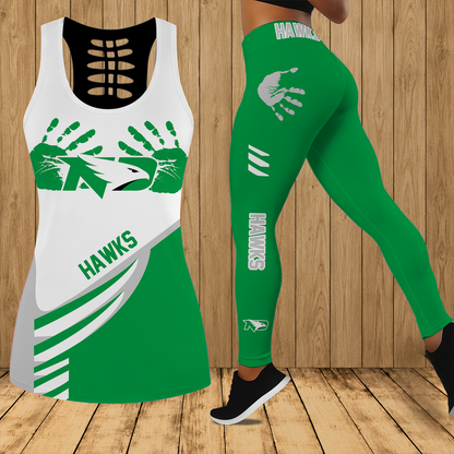 [FAN FAVORITE] NEW CUSTOMIZED NCAA MFF01 NFH NORTH DAKOTA FIGHTING HAWKS HOLLOW TANK TOP & LEGGINGS SET