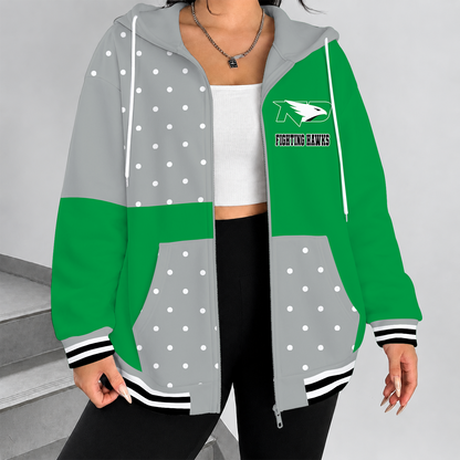[FAN FAVORITE] NEW CUSTOMIZED NCAA MFF01 NFH NORTH DAKOTA FIGHTING HAWKS STRAPPY ZIP HOODIE