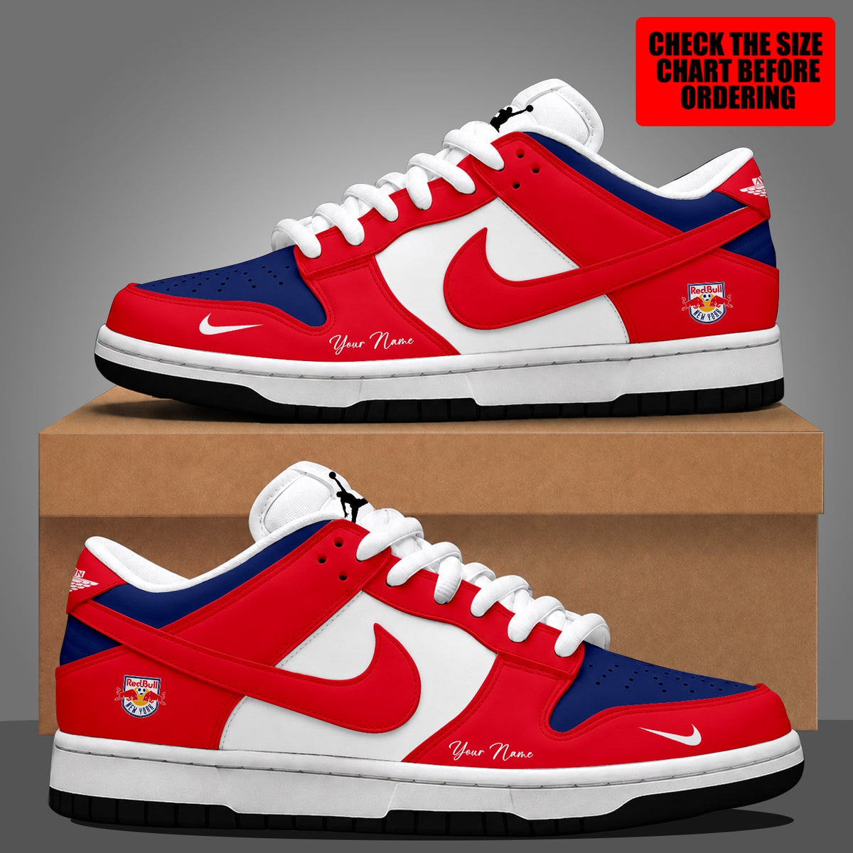 [FAN EXCLUSIVE] NEW CUSTOMIZED MLS01 NRB NEW YORK RED BULLS DUNK LOW SHOES