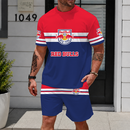 [FAN EXCLUSIVE] NEW CUSTOMIZED MLS01 NRB NEW YORK RED BULLS UNISEX T-SHIRT & SHORTS SET