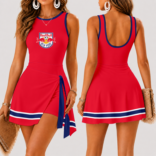 [FAN EXCLUSIVE] NEW CUSTOMIZED MLS01 NRB NEW YORK RED BULLS WOMEN'S SUMMER SKORT DRESS