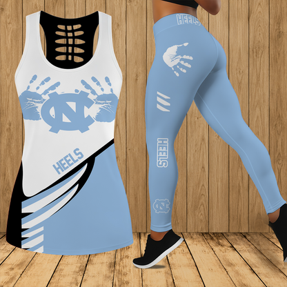 [FAN FAVORITE] NEW CUSTOMIZED NCAA CFH01 NTH NORTH CAROLINA TAR HEELS HOLLOW TANK TOP & LEGGINGS SET