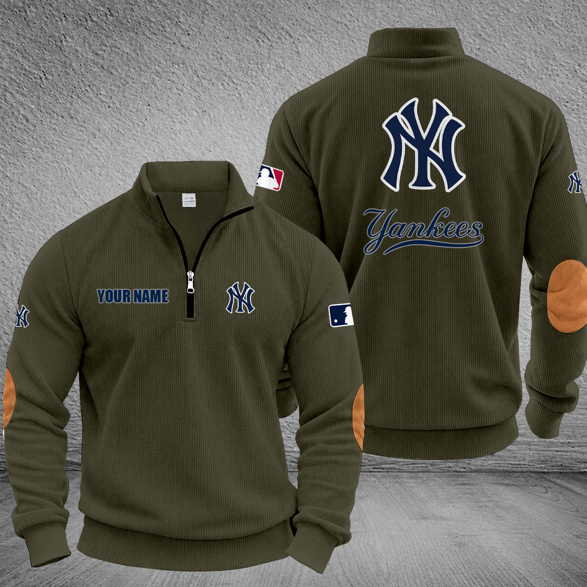 [FLASH SALE] NEW CUSTOMIZED MLB01 NYY NEW YORK YANKEES MULTICOLOR STRIPED QUATER ZIP SWEATSHIRT