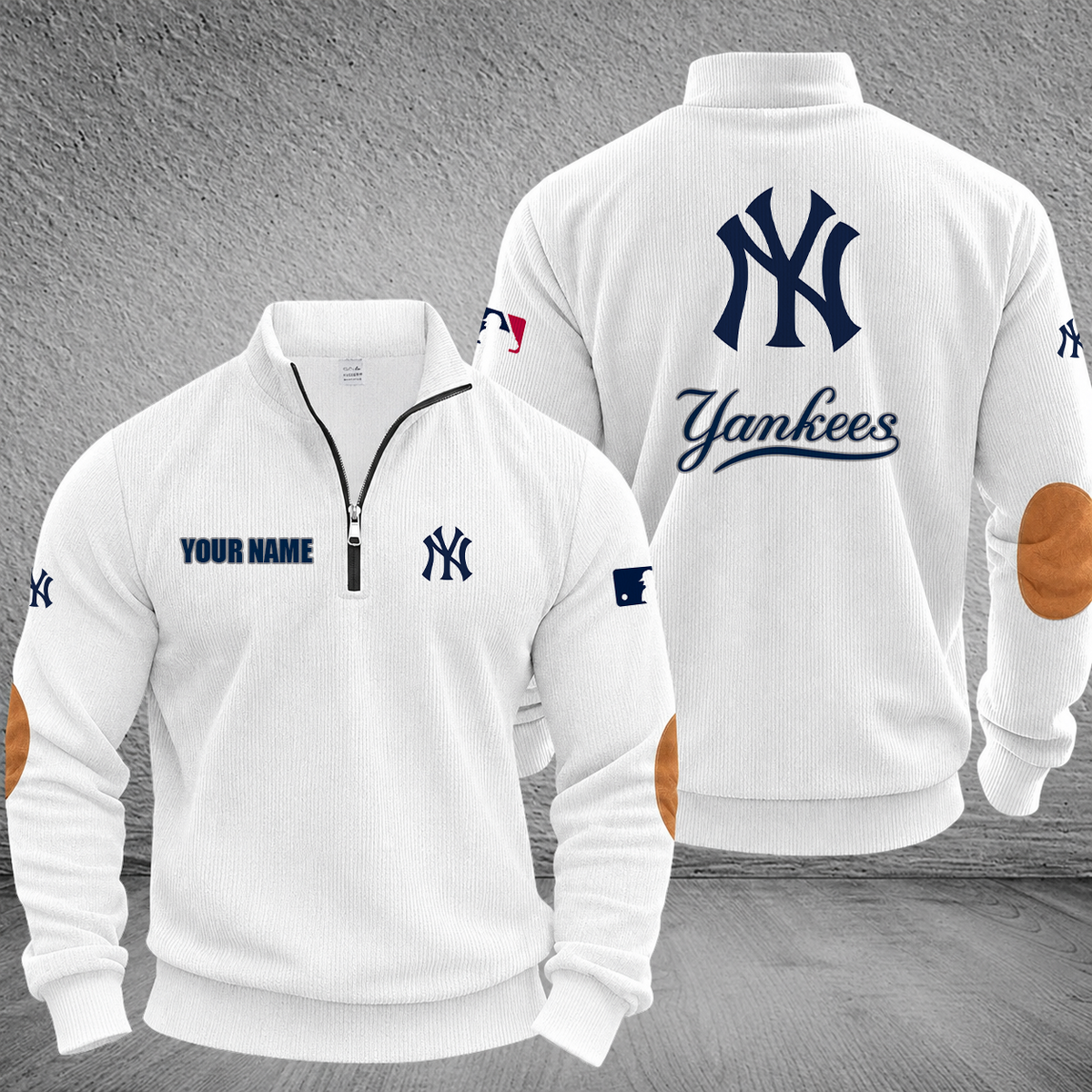 [FLASH SALE] NEW CUSTOMIZED MLB01 NYY NEW YORK YANKEES MULTICOLOR STRIPED QUATER ZIP SWEATSHIRT