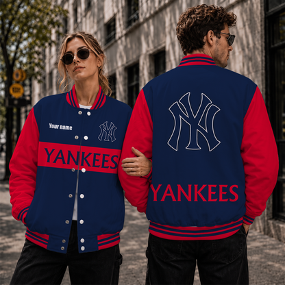 [FLASH SALE] NEW CUSTOMIZED MLB01 NYY NEW YORK YANKEES SATIN VARSITY & BASEBALL JACKET