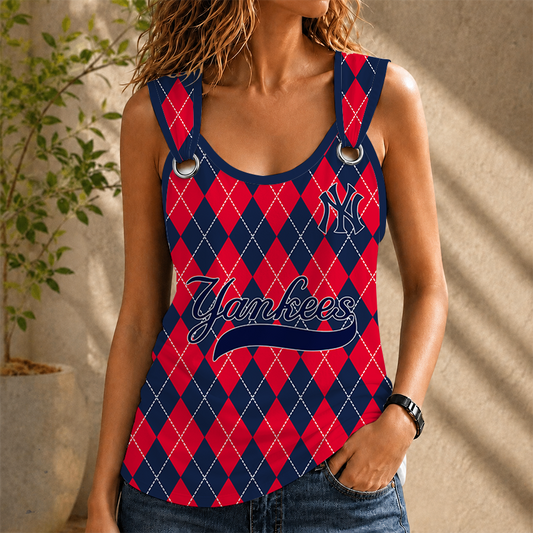 [FLASH SALE] NEW CUSTOMIZED MLB01 NYY NEW YORK YANKEES O-RING SHOULDER TANK TOP