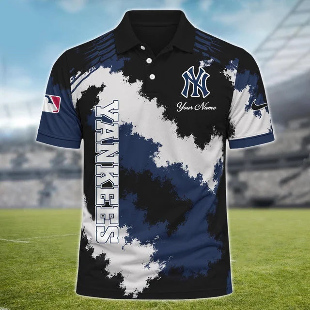 [FLASH SALE] NEW CUSTOMIZED MLB01 NYY NEW YORK YANKEES MULTICOLOR POLO SHIRT