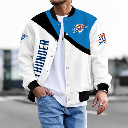 [HOT DEAL] NEW CUSTOMIZED NBA01 OCT OKLAHOMA CITY THUNDER BASEBALL JACKET, SATIN VARSITY JACKET