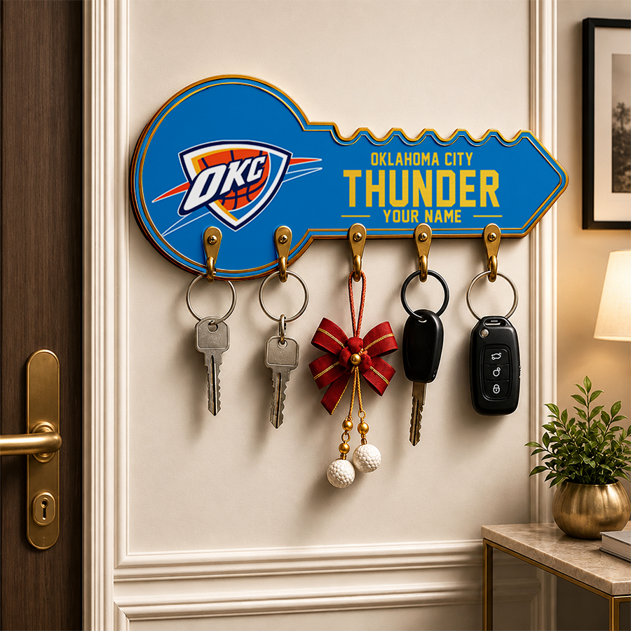 [HOT DEAL] NEW CUSTOMIZED NBA01 OCT OKLAHOMA CITY THUNDER WALL KEY HOLDER FOR HOME